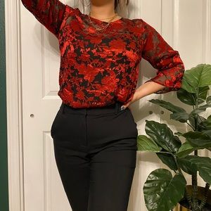 elegant black and red blouse